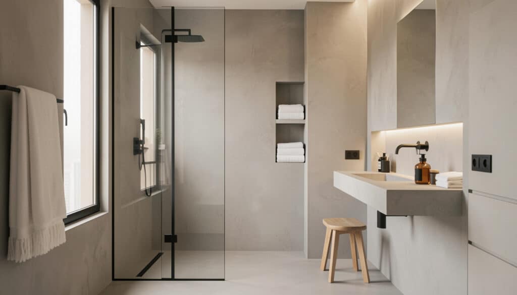 Salle de bain en béton ciré : atouts, pose et budget
